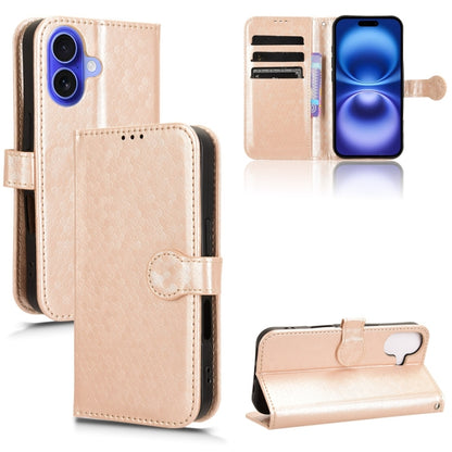 For iPhone 16 Honeycomb Dot Texture Leather Phone Case(Gold) - iPhone 16 Cases by buy2fix | Online Shopping UK | buy2fix