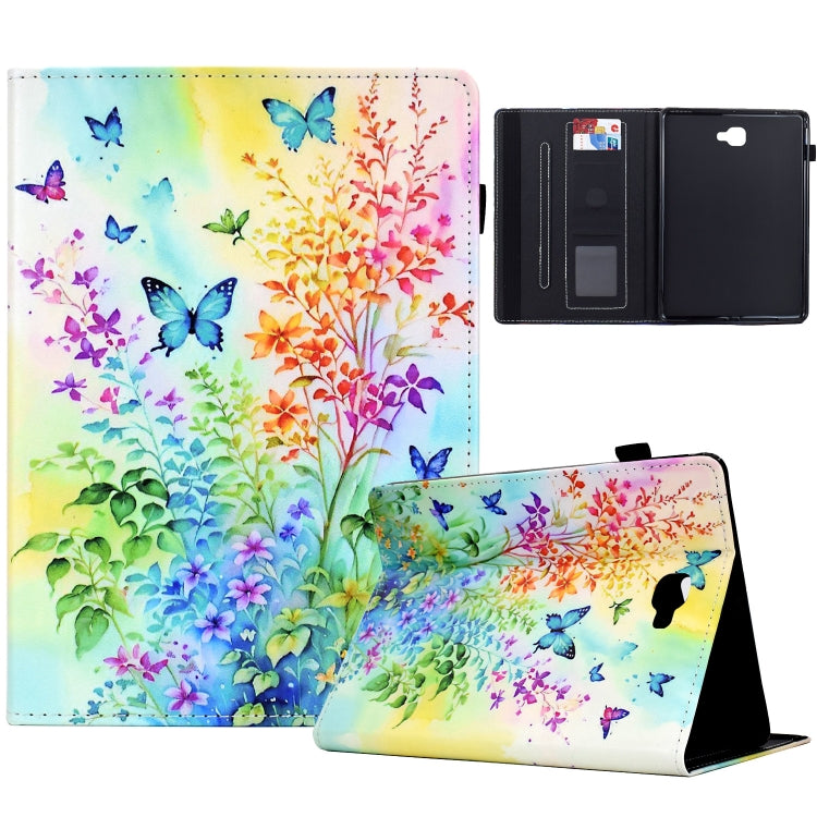 For Samsung Galaxy Tab A 10.1 2016 Painted Pattern Leather Tablet Case(Colorful Flowers) - Tab A 10.1 by buy2fix | Online Shopping UK | buy2fix