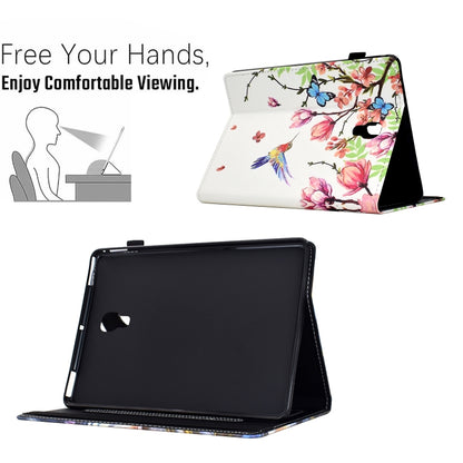 For Samsung Galaxy Tab A 10.5 Painted Pattern Leather Tablet Case(Flowers Bird) - Tab A 10.5 by buy2fix | Online Shopping UK | buy2fix