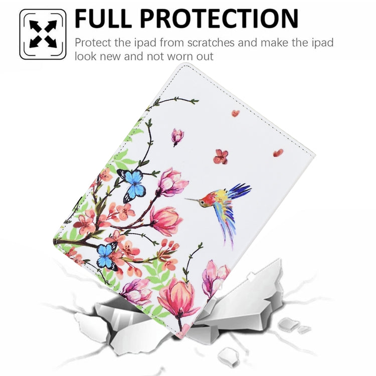 For Samsung Galaxy Tab A 10.5 Painted Pattern Leather Tablet Case(Flowers Bird) - Tab A 10.5 by buy2fix | Online Shopping UK | buy2fix