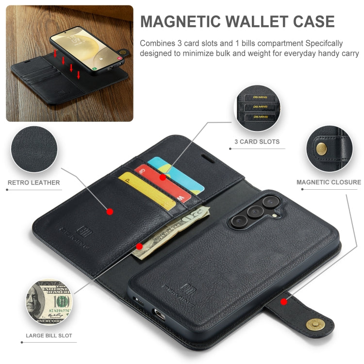 For Samsung Galaxy S24 FE 5G DG.MING Crazy Horse Texture Detachable Magnetic Leather Case(Black) - Galaxy S24 FE 5G Cases by DG.MING | Online Shopping UK | buy2fix