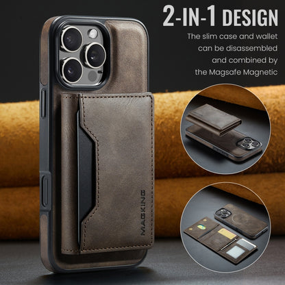 For iPhone 16 Pro Max DG.MING MAGKING-K2 Series MagSafe RFID Card Bag Detachable Phone Case(Coffee) - iPhone 16 Pro Max Cases by DG.MING | Online Shopping UK | buy2fix