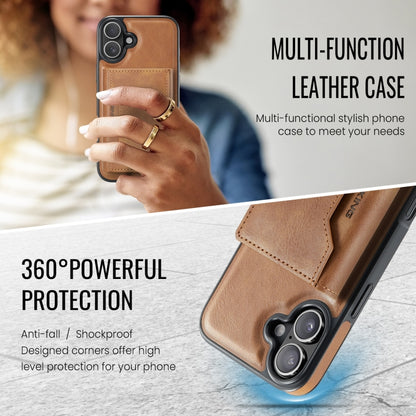 For iPhone 16 Plus DG.MING MAGKING-K2 Series MagSafe RFID Card Bag Detachable Phone Case(Brown) - iPhone 16 Plus Cases by DG.MING | Online Shopping UK | buy2fix