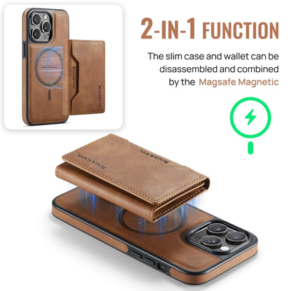 For iPhone 13 Pro DG.MING MAGKING-K2 Series MagSafe RFID Card Bag Detachable Phone Case(Brown) - iPhone 13 Pro Cases by DG.MING | Online Shopping UK | buy2fix