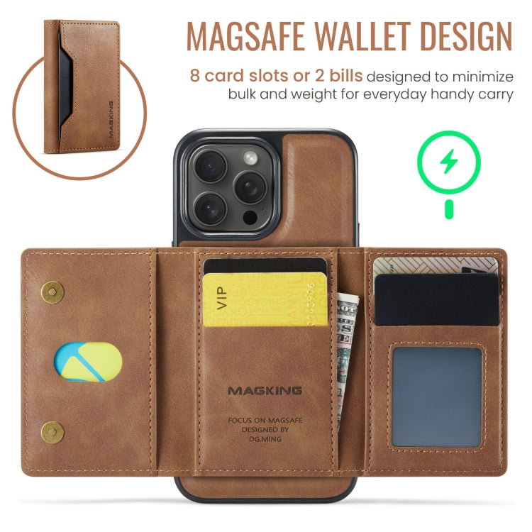 For iPhone 14 Pro Max DG.MING MAGKING-K2 Series MagSafe RFID Card Bag Detachable Phone Case(Brown) - iPhone 14 Pro Max Cases by DG.MING | Online Shopping UK | buy2fix