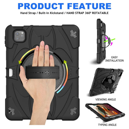 For iPad Pro 11 2022 / Air 10.9 2022 Bat Hand Grip Turntable Stand Tablet Case(Black) - iPad Pro 11 (2022/2021) Cases by buy2fix | Online Shopping UK | buy2fix