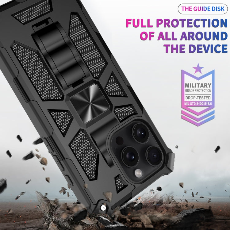 For iPhone 16 Pro Max Armor Shockproof TPU Hybrid PC Magnetic Phone Case with Holder(Black) - iPhone 16 Pro Max Cases by buy2fix | Online Shopping UK | buy2fix