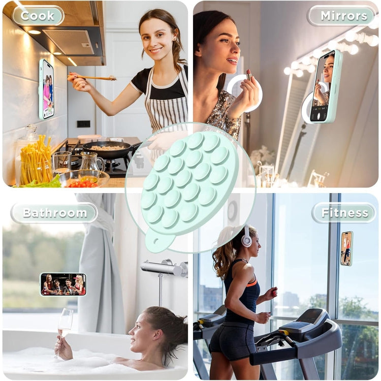 For iPhone 16 Pro Max Silicone Suction Cup MagSafe Phone Case with Screen Film(Mint Green) - iPhone 16 Pro Max Cases by buy2fix | Online Shopping UK | buy2fix