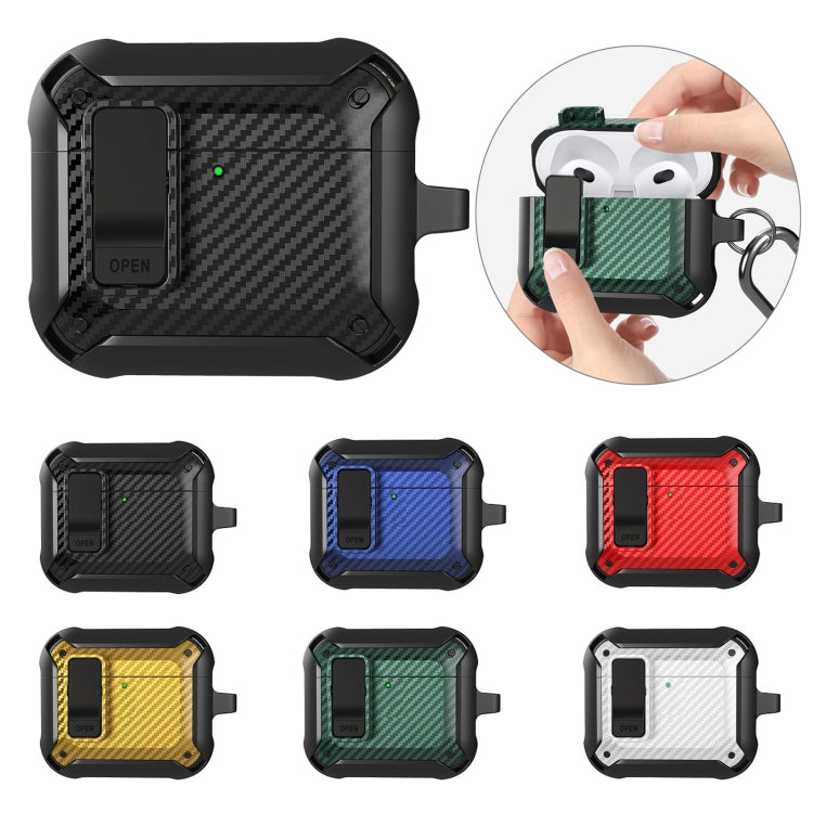 For AirPods 4 Bumblebee Carbon Fiber Shockproof Protective Case with Switch(White) - For AirPods 4 by buy2fix | Online Shopping UK | buy2fix