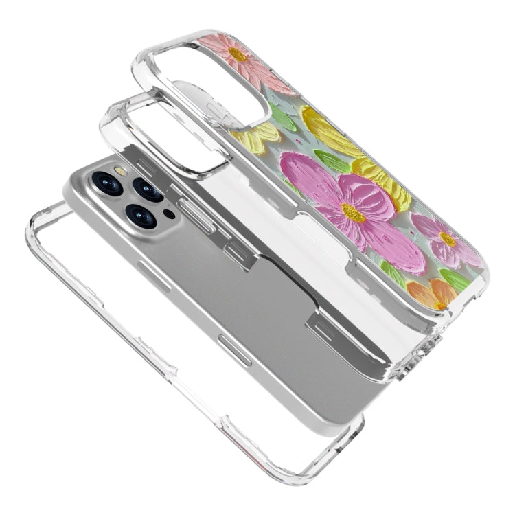 For iPhone 16 Pro Max Small Fresh Sticker PC + TPU Shockproof Phone Case(Colorful Flowers) - iPhone 16 Pro Max Cases by buy2fix | Online Shopping UK | buy2fix