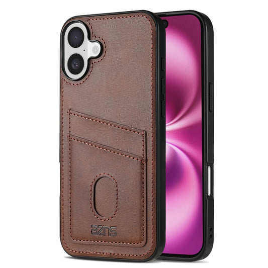 For iPhone 16 Plus AZNS K1 Series Card Slot Business Phone Case(Brown) - iPhone 16 Plus Cases by AZNS | Online Shopping UK | buy2fix