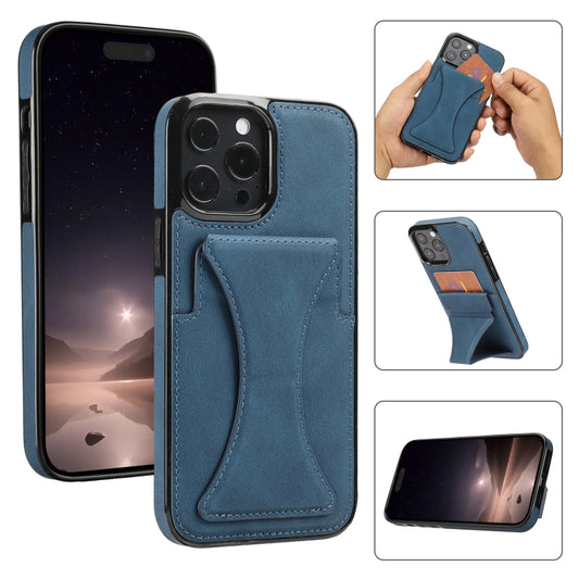 For iPhone 16 Pro Ultra-thin Shockproof Phone Protective Case with Holder(Blue) - iPhone 16 Pro Cases by buy2fix | Online Shopping UK | buy2fix