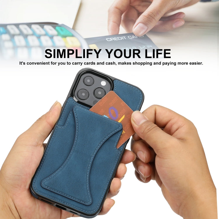 For iPhone 16 Pro Ultra-thin Shockproof Phone Protective Case with Holder(Blue) - iPhone 16 Pro Cases by buy2fix | Online Shopping UK | buy2fix