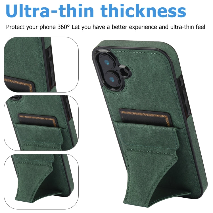 For iPhone 16 Ultra-thin Shockproof Phone Protective Case with Holder(Green) - iPhone 16 Cases by buy2fix | Online Shopping UK | buy2fix