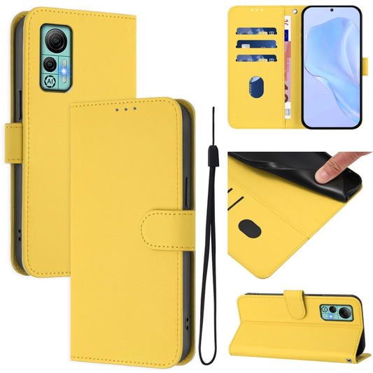 For Ulefone Note 14 Skin Feel Solid Color Leather Phone Case with Lanyard(Lemon Yellow) - Ulefone Cases by buy2fix | Online Shopping UK | buy2fix