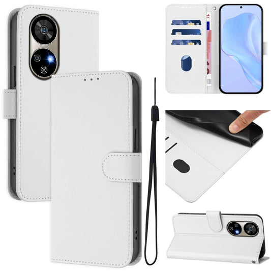 For Ulefone Note 17 Pro Skin Feel Solid Color Leather Phone Case with Lanyard(White) - Ulefone Cases by buy2fix | Online Shopping UK | buy2fix