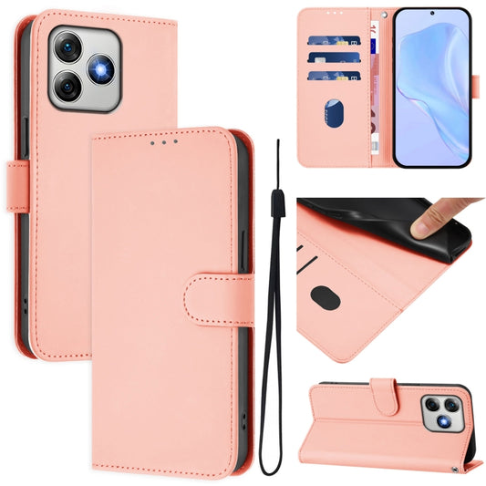 For Ulefone Note 18 Ultra Skin Feel Solid Color Leather Phone Case with Lanyard(Pink) - Ulefone Cases by buy2fix | Online Shopping UK | buy2fix