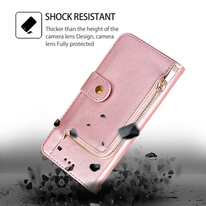 For iPhone 16 Plus Zipper Bag Leather Phone Case(Rose Gold) - iPhone 16 Plus Cases by buy2fix | Online Shopping UK | buy2fix