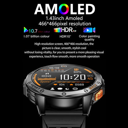 LEMFO K67 1.43 inch AMOLED Screen GPS Sports Smart Watch, Support Bluetooth Call / Health Monitoring(Black) - Smart Watches by LEMFO | Online Shopping UK | buy2fix