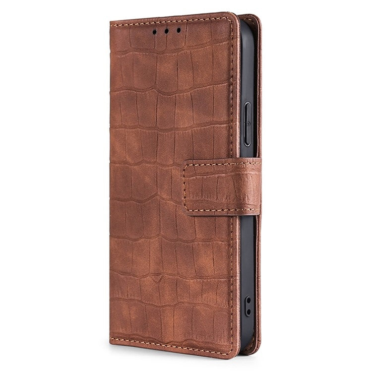 For iPhone 16 Pro Max Skin Feel Crocodile Magnetic Clasp Leather Phone Case(Brown) - iPhone 16 Pro Max Cases by buy2fix | Online Shopping UK | buy2fix