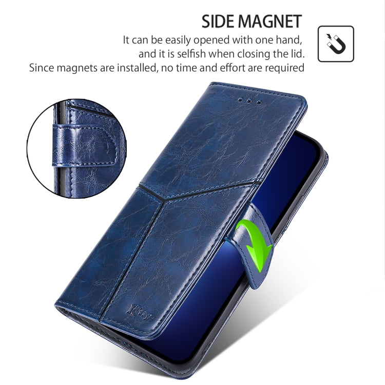 For iPhone 16 Pro Geometric Stitching Leather Phone Case(Blue) - iPhone 16 Pro Cases by buy2fix | Online Shopping UK | buy2fix