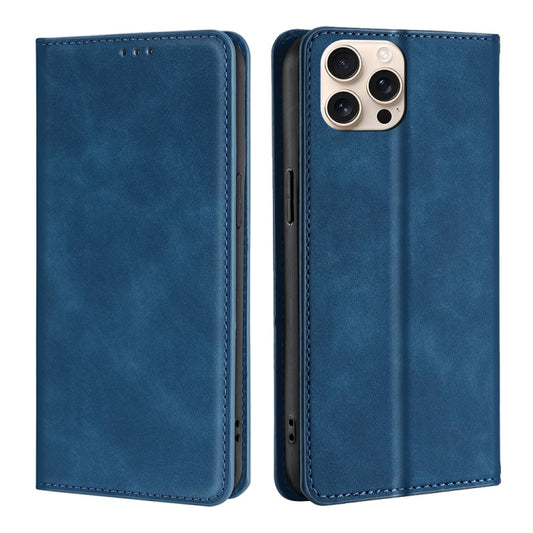 For iPhone 16 Pro Max Skin Feel Magnetic Leather Phone Case(Blue) - iPhone 16 Pro Max Cases by buy2fix | Online Shopping UK | buy2fix