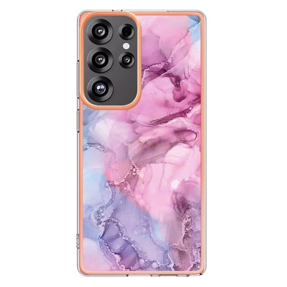 For Samsung Galaxy S25 Ultra 5G Electroplating Marble Dual-side IMD Phone Case(Pink 013) - Galaxy S25 Ultra 5G Cases by buy2fix | Online Shopping UK | buy2fix