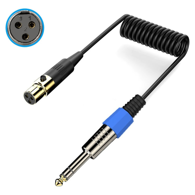 Mini 3 Pin XLR to 6.35mm Stereo Microphone Aux Audio Cable Coiled Adapter Cable, Length: 0.5m(Black) - Microphone Audio Cable & Connector by buy2fix | Online Shopping UK | buy2fix