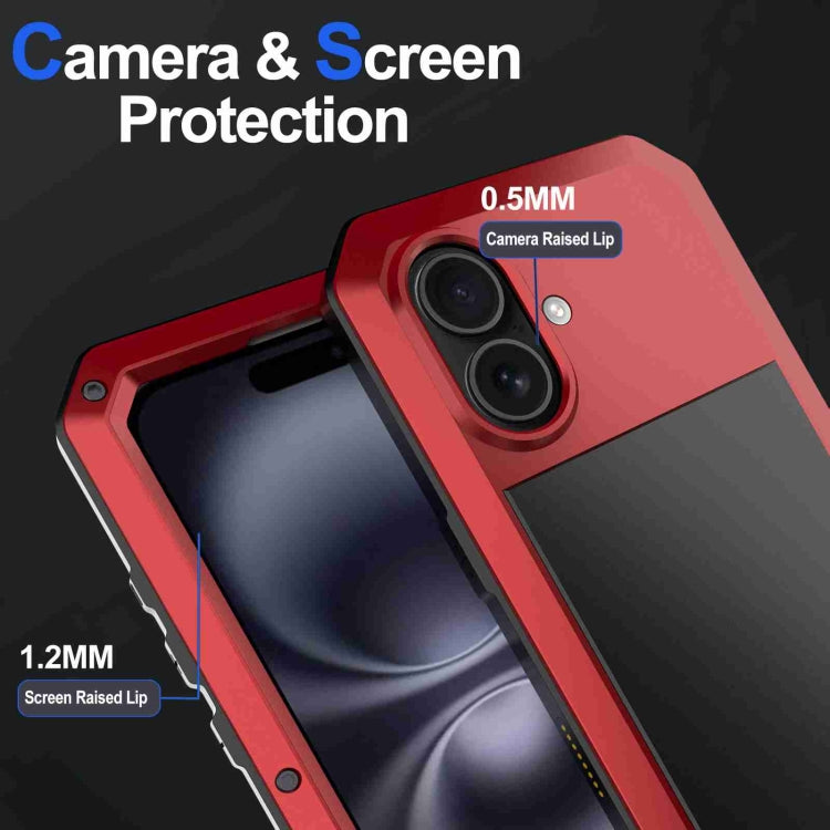 For iPhone 16 Plus RedPepper Triple-proof Metal Phone Case(Red) - iPhone 16 Plus Cases by RedPepper | Online Shopping UK | buy2fix