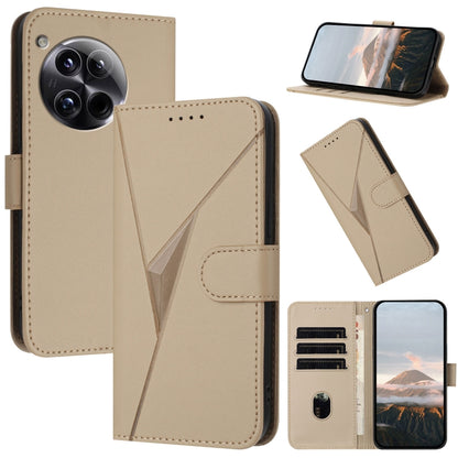 For OnePlus 12 Triangle Pattern Buckle Clasp Leather Phone Case(Gold) - OnePlus Cases by buy2fix | Online Shopping UK | buy2fix