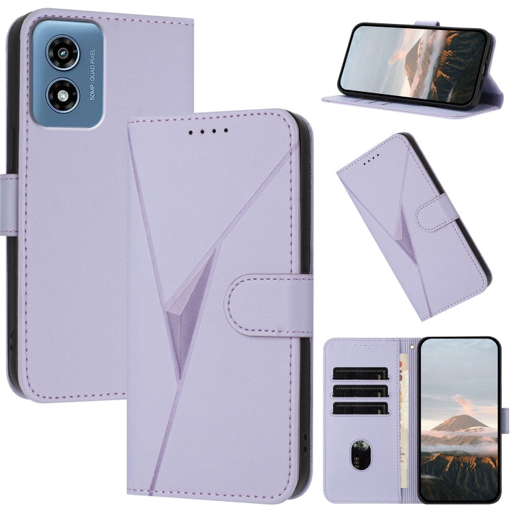 For Motorola Moto G Play 4G 2024 Triangle Pattern Buckle Clasp Leather Phone Case(Light Purple) - Motorola Cases by buy2fix | Online Shopping UK | buy2fix