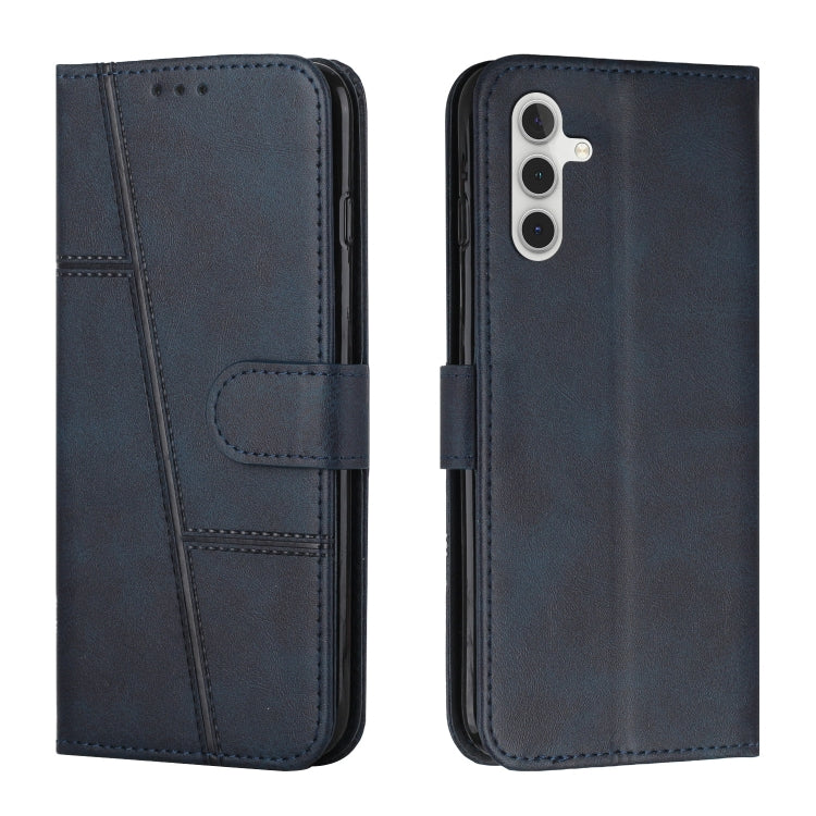 For Samsung Galaxy S25+ / S24+ 5G Stitching Calf Texture Buckle Leather Phone Case(Blue) - Galaxy S25+ 5G Cases by buy2fix | Online Shopping UK | buy2fix