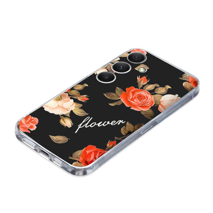 For Samsung Galaxy S25 5G Colorful Painting Pattern TPU Phone Case(Flowers On Black) - Galaxy S25 5G Cases by buy2fix | Online Shopping UK | buy2fix