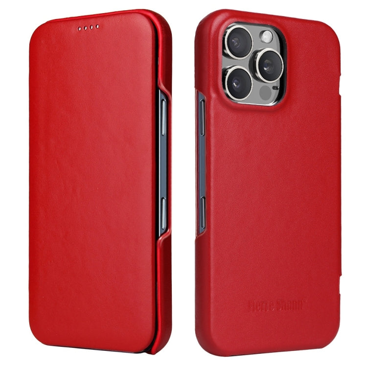 For iPhone 16 Pro Fierre Shann Top Layer Cowhide Business Magnetic Leather Phone Case(Red) - iPhone 16 Pro Cases by FIERRE SHANN | Online Shopping UK | buy2fix