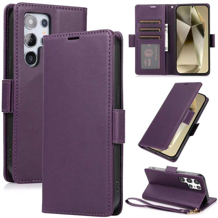 For Samsung Galaxy S25 Ultra 5G Side Buckle RFID Anti-theft Leather Phone Case(Dark Purple) - Galaxy S25 Ultra 5G Cases by buy2fix | Online Shopping UK | buy2fix