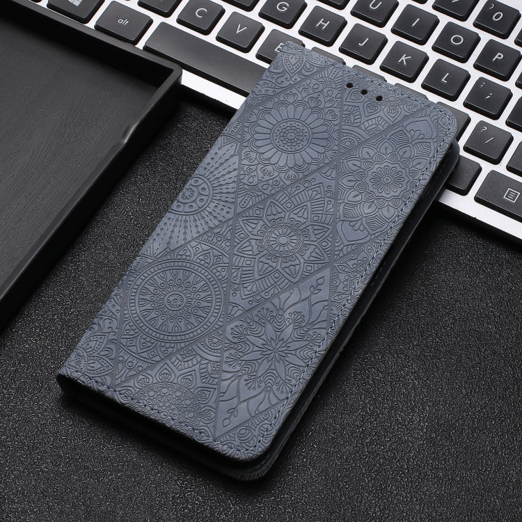 For Samsung Galaxy S25+ 5G Ethnic Embossed Adsorption Leather Phone Case(Grey) - Galaxy S25+ 5G Cases by buy2fix | Online Shopping UK | buy2fix