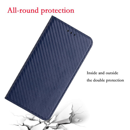 For Samsung Galaxy S25 5G Carbon Fiber Texture Magnetic Flip Leather Phone Case(Blue) - Galaxy S25 5G Cases by buy2fix | Online Shopping UK | buy2fix