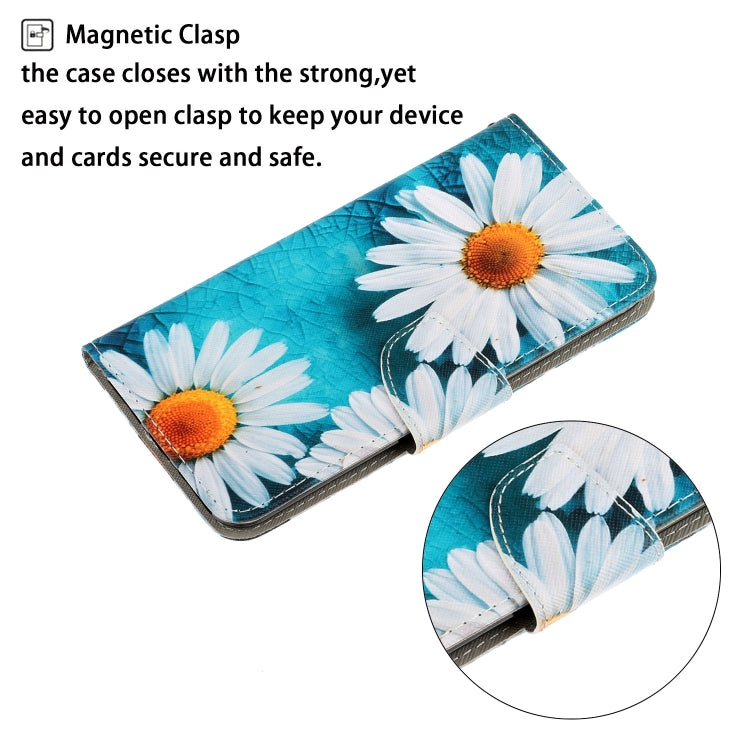 For Samsung Galaxy S25 5G Colored Drawing Pattern Leather Phone Case(Daisy) - Galaxy S25 5G Cases by buy2fix | Online Shopping UK | buy2fix