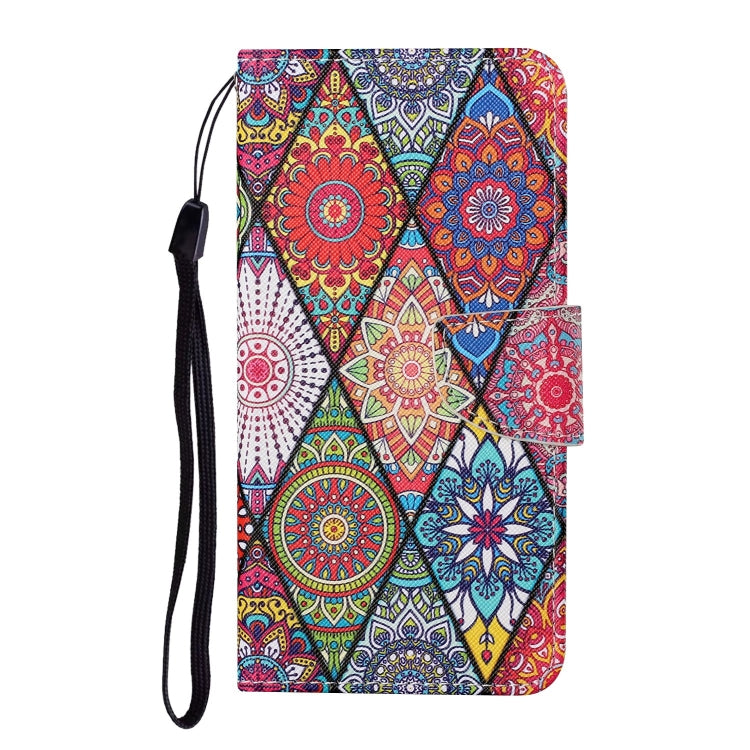 For Samsung Galaxy S25 5G Colored Drawing Pattern Leather Phone Case(Diamond Totem) - Galaxy S25 5G Cases by buy2fix | Online Shopping UK | buy2fix