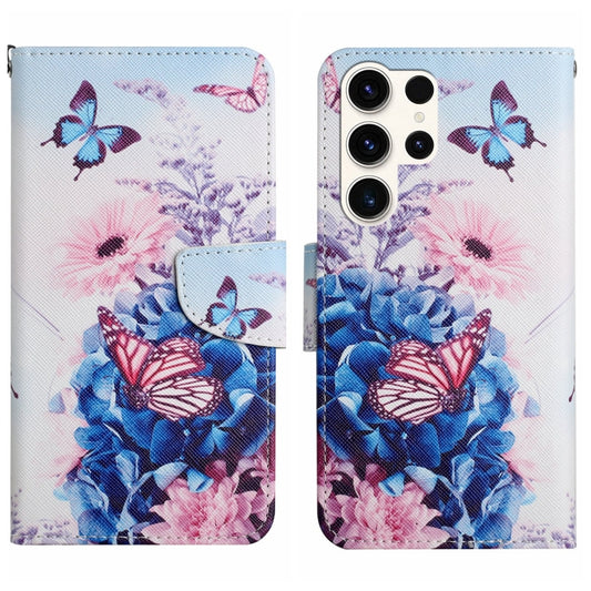 For Samsung Galaxy S25 Ultra 5G Colored Drawing Pattern Leather Phone Case(Purple Butterfly) - Galaxy S25 Ultra 5G Cases by buy2fix | Online Shopping UK | buy2fix