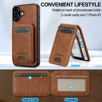 For iPhone 16 Plus LC.IMEEKE L3 Series Detachable RFID Card Bag Magsafe Phone Case(Brown) - iPhone 16 Plus Cases by LC.IMEEKE | Online Shopping UK | buy2fix