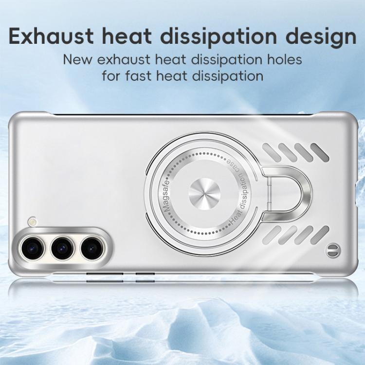 For Samsung Galaxy S25+ 5G Ice Sense Series Graphene Cooling MagSafe Holder Phone Case(Silver) - Galaxy S25+ 5G Cases by buy2fix | Online Shopping UK | buy2fix