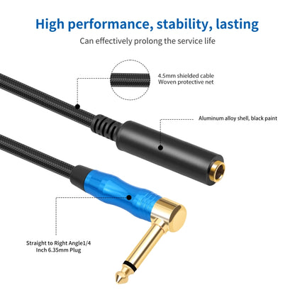 6.35mm 1/4 TRS Male Mono Elbow to Female Electric Guitar Audio Cable, Length:0.3m(Black Blue) - Microphone Audio Cable & Connector by buy2fix | Online Shopping UK | buy2fix