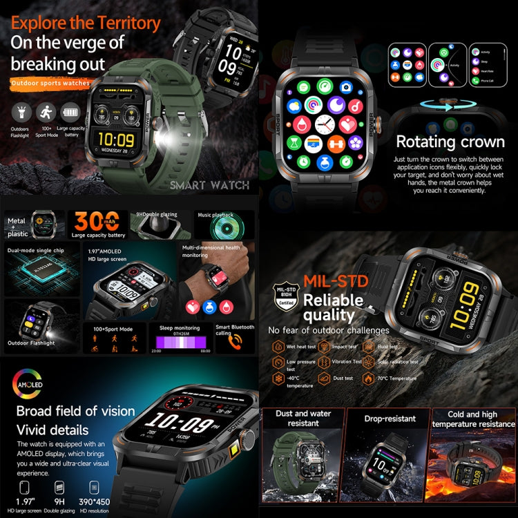 ZW69 1.97 inch AMOLED Outdoor Sports BT Call Smart Watch, Blood Oxygen / Heart Rate / Remote Photography / Sleep monitoring(Green) - Smart Wristbands by buy2fix | Online Shopping UK | buy2fix