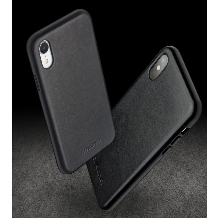 For iPhone XR QIALINO Shockproof Kangaroo Skin Leather Protective Case(Black) - More iPhone Cases by QIALINO | Online Shopping UK | buy2fix