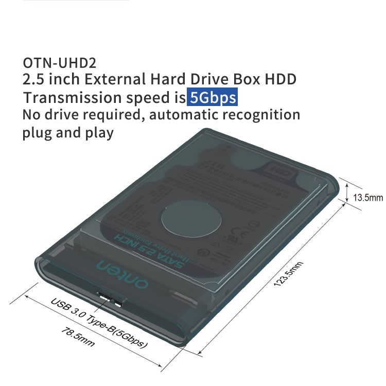 Onten UHD2 5Gbps USB 3.0 to 2.5 inch External Hard Drive Box HDD - Solid State Drives by Onten | Online Shopping UK | buy2fix