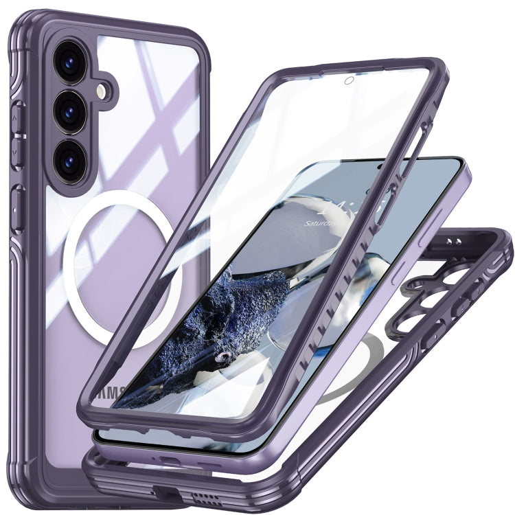 For Samsung Galaxy S25 5G Tempered Glass MagSafe Phone Case(Purple) - Galaxy S25 5G Cases by buy2fix | Online Shopping UK | buy2fix