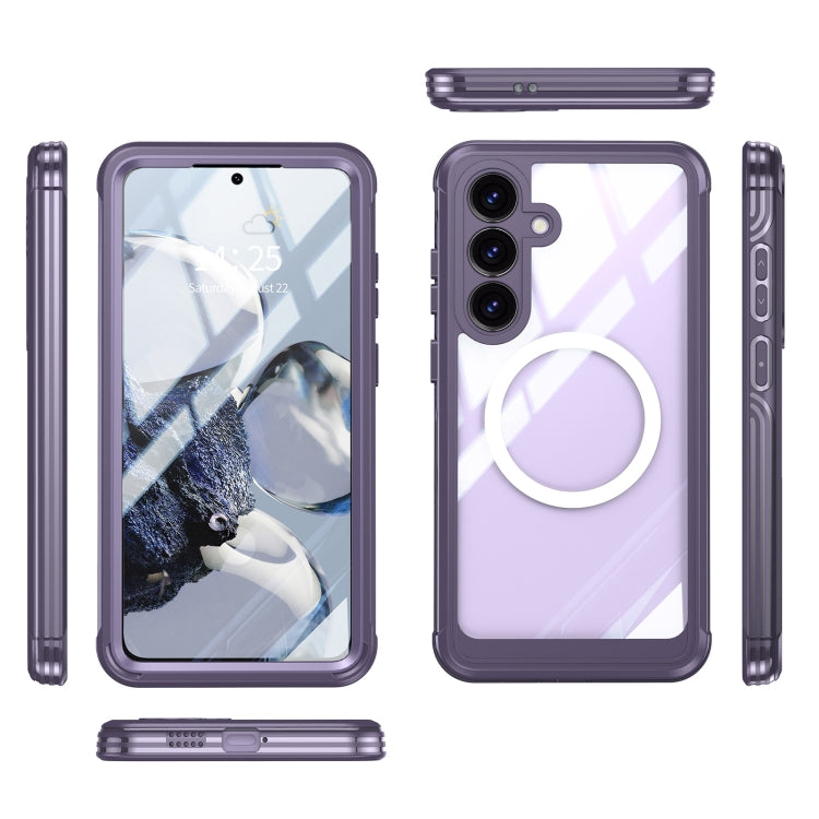 For Samsung Galaxy S25 5G Tempered Glass MagSafe Phone Case(Purple) - Galaxy S25 5G Cases by buy2fix | Online Shopping UK | buy2fix