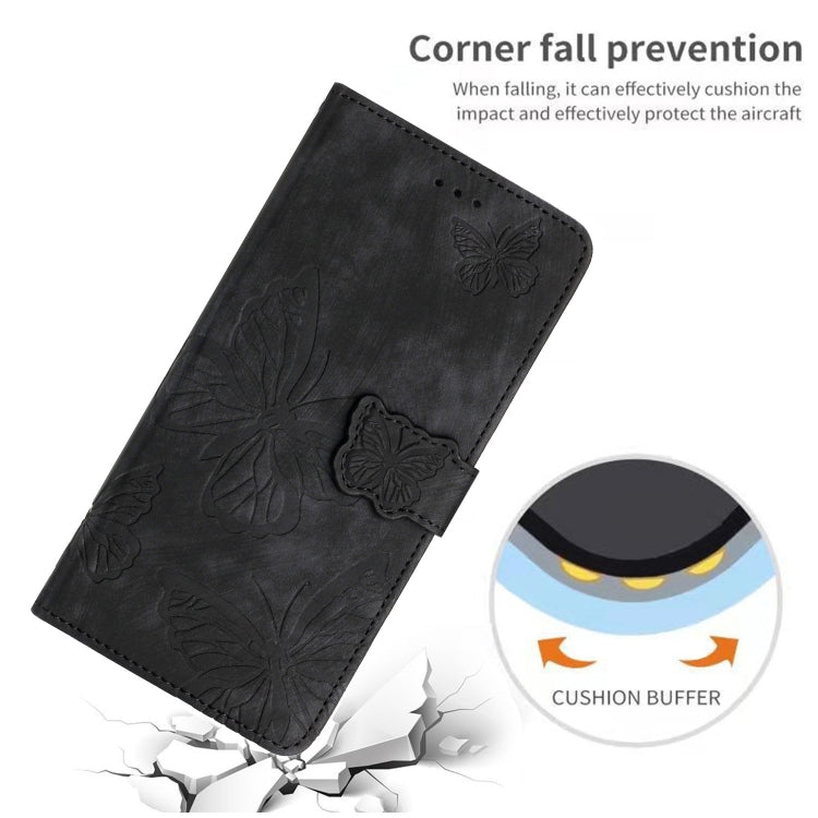 For OnePlus 13 Skin-feel Embossed Butterfly Leather Phone Case(Black) - OnePlus Cases by buy2fix | Online Shopping UK | buy2fix