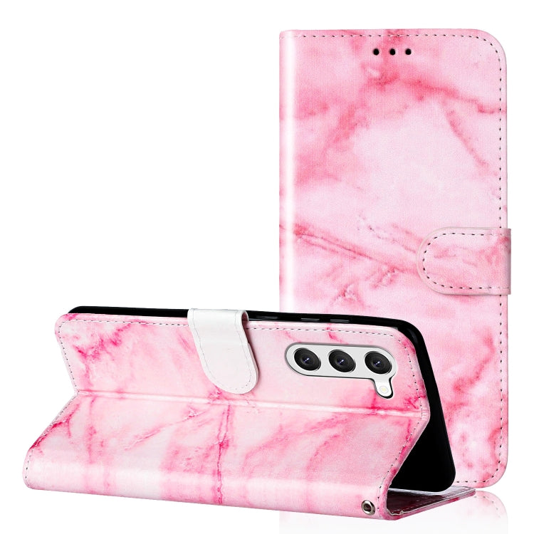 For Samsung Galaxy S25 5G Colored Drawing Marble Pattern Leather Phone Case(Pink Marble) - Galaxy S25 5G Cases by buy2fix | Online Shopping UK | buy2fix